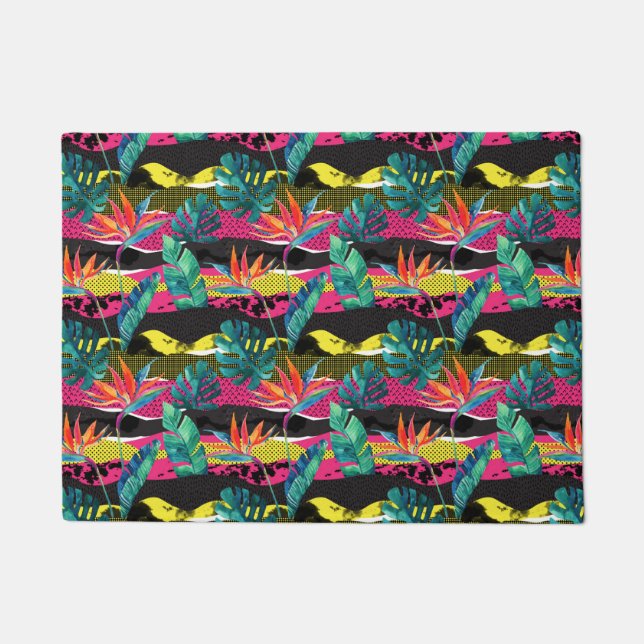Paillasson Motif de texture tropicale Abstraite de Neon (Devant)