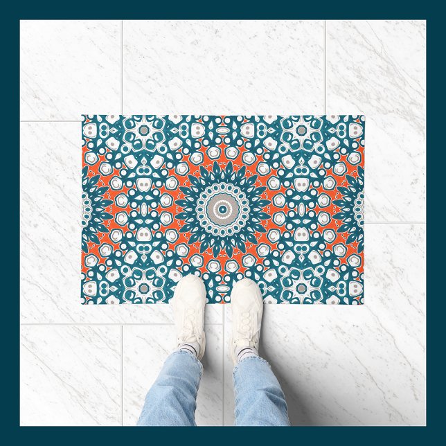 Paillasson Motif de totem géométrique Mandala Turquoise orang (Créateur téléchargé)