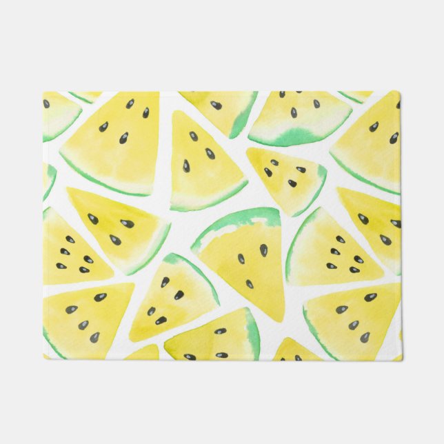 Paillasson Motif de tranches de pastèque jaune (Devant)