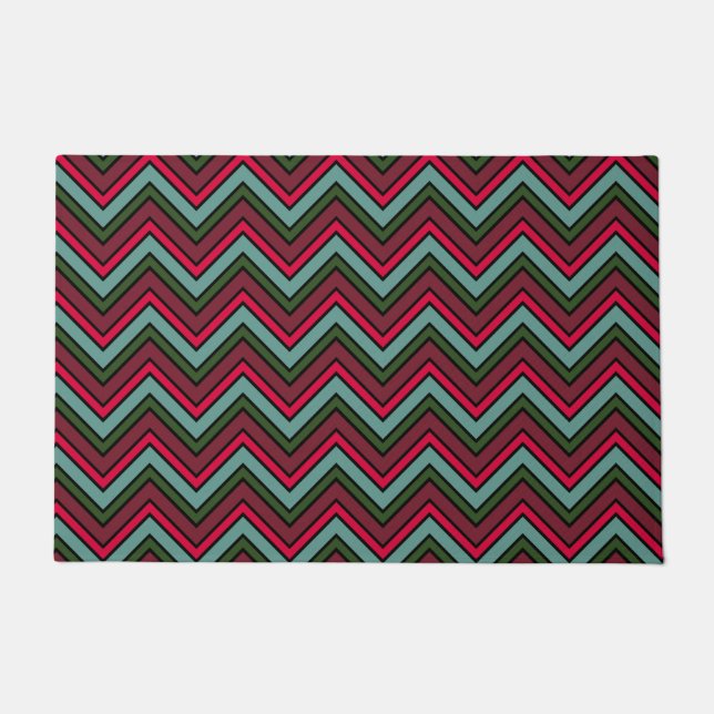 Paillasson Motif de zigzag de chevron coloré (Devant)