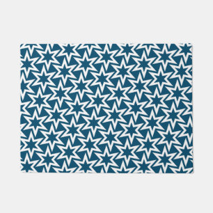 Paillasson Motif d'étoile géométrique blanc et bleu