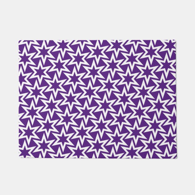 Paillasson Motif d'étoile géométrique blanc et violet (Devant)