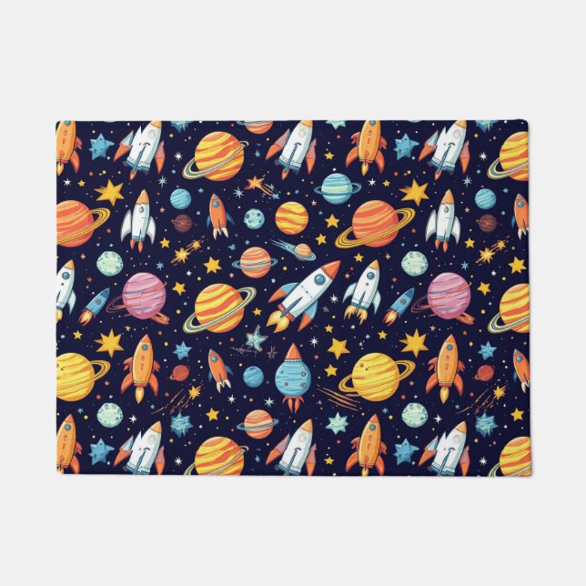 Paillasson Motif d'exploration spatiale coloré (Devant)