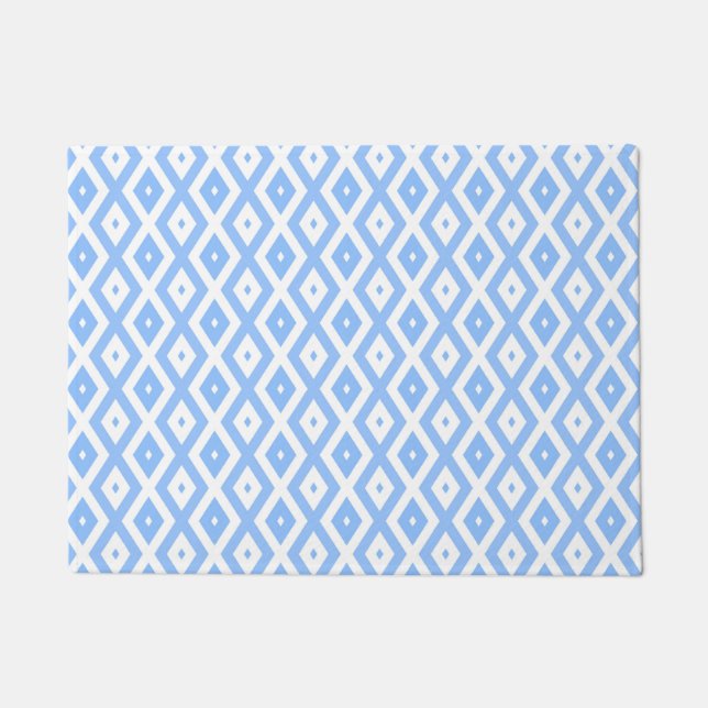 Paillasson Motif diamant bleu et blanc (Devant)