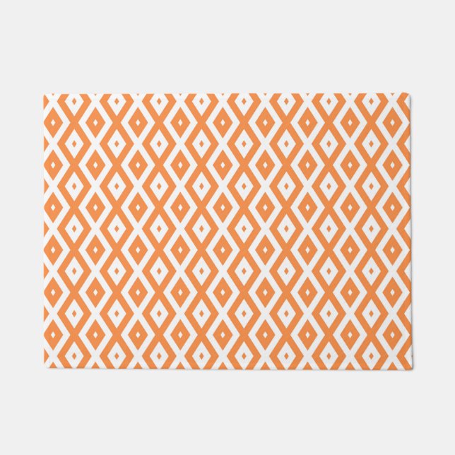 Paillasson Motif diamant orange et blanc (Devant)