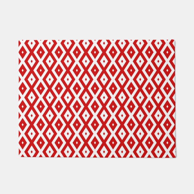 Paillasson Motif diamant rouge et blanc (Devant)