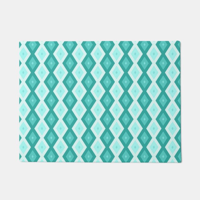 Paillasson Motif diamant turquoise (Devant)