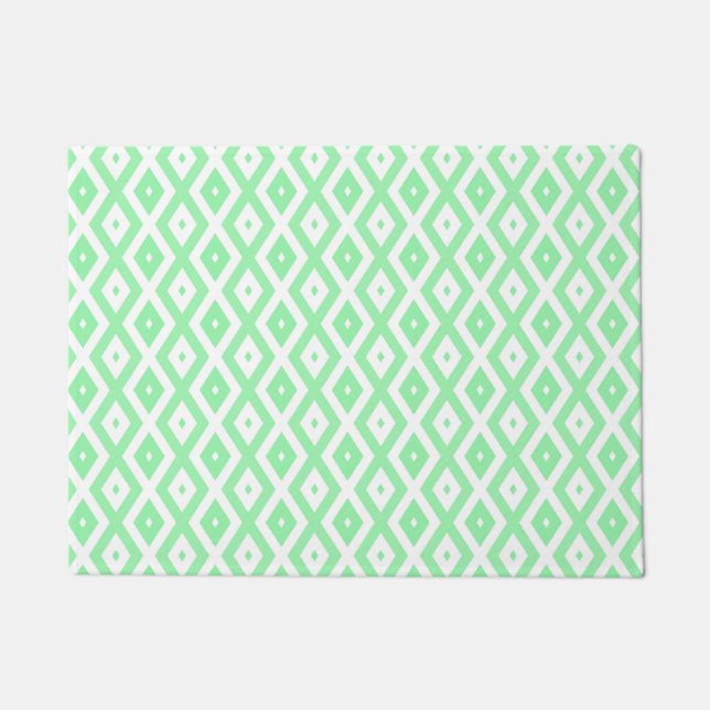 Paillasson Motif diamant vert et blanc (Devant)