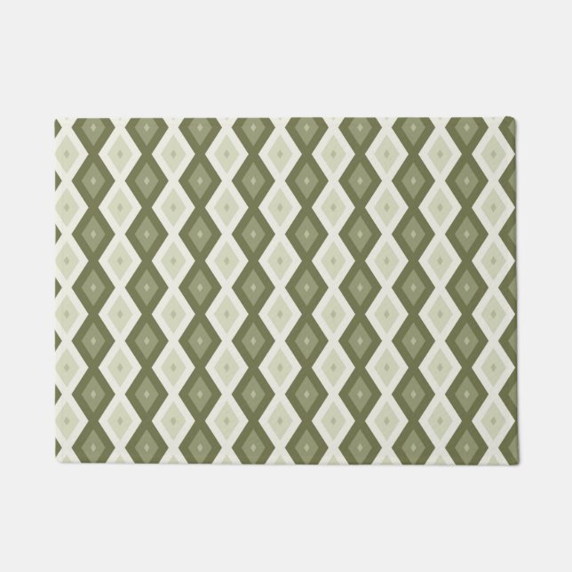 Paillasson Motif diamant vert olive (Devant)