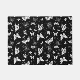 Paillasson Motif d'illustration noir blanc papillon