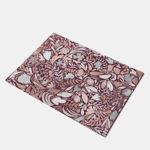 Paillasson Motif d'illustrations florales de Bourgogne rose
