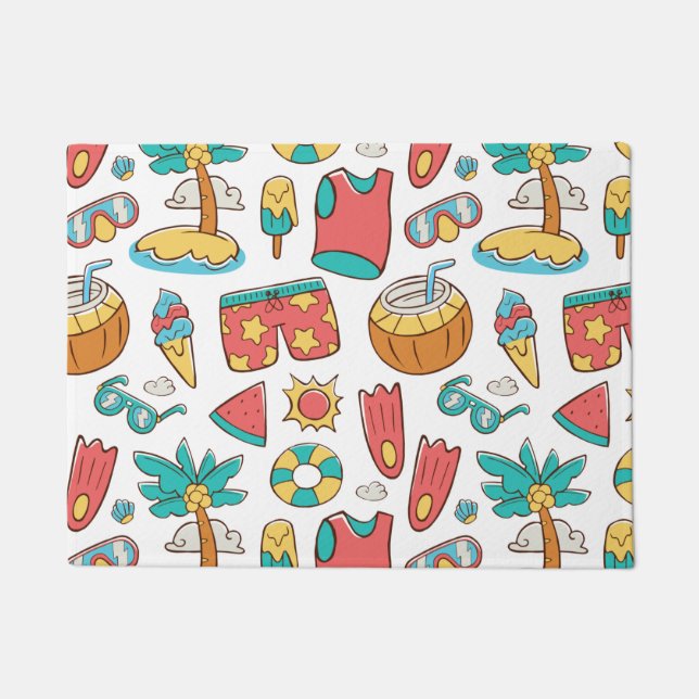 Paillasson motif drôle vacances d'été plage (Devant)