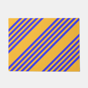 Paillasson Motif électrique bleu et jaune cinq bandes