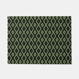 Paillasson Motif en diamant vert olive et noir