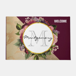 Paillasson Motif en marbre d'or et Monogramme de fleurs de Bo
