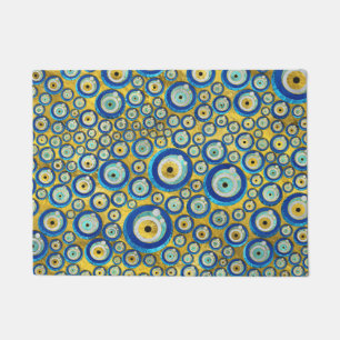 Paillasson Motif en verre bleu grec d'amulette d'oeil mauvais