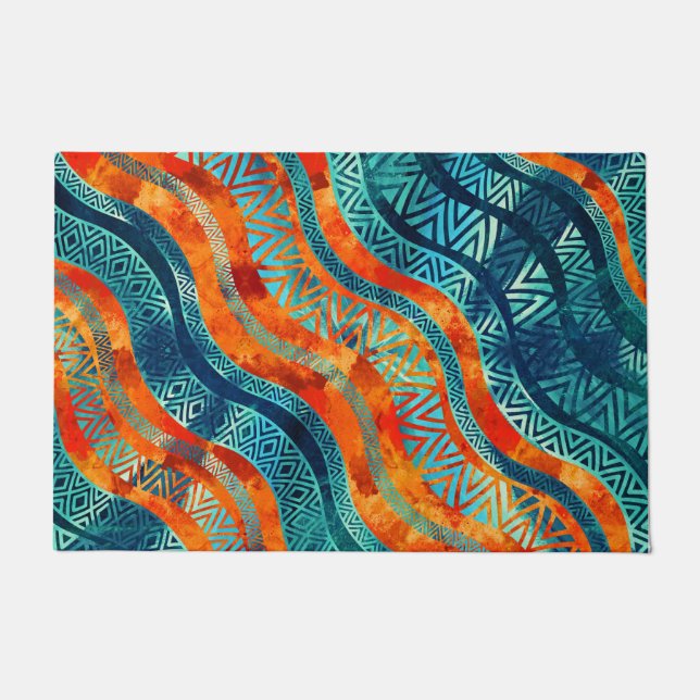 Paillasson Motif ethnique tribal onduleux de Boho (Devant)