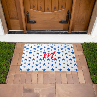 Paillasson Motif Étoile Personnalisable Bleu Et Blanc
