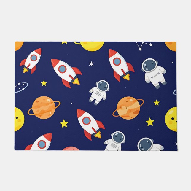 Paillasson Motif Explorateur Spatial Mignon pour Enfants (Devant)