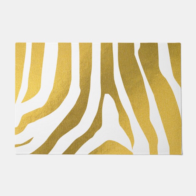 Paillasson Motif Faux Gold Zebra Print Stripes (Devant)