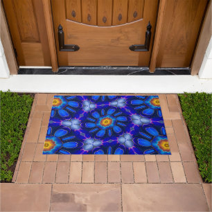 Paillasson Motif Fleurs bleues Abstraites