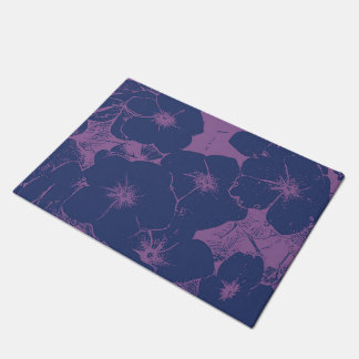 Paillasson Motif floral bleu mauve