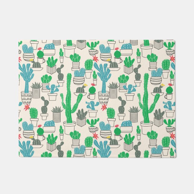 Paillasson Motif floral naturel mignon de cactus (Devant)