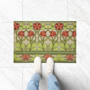 Paillasson Motif floral vert sauge Art nouveau vintage