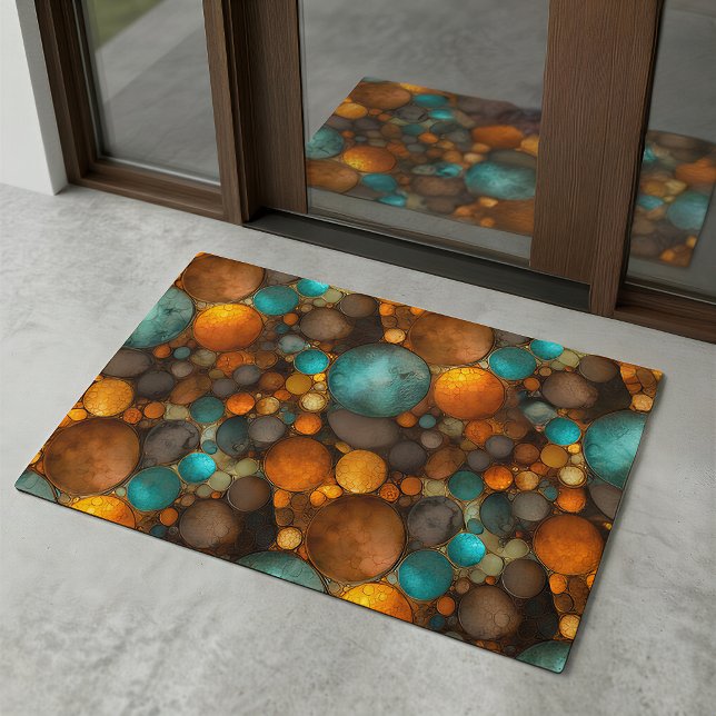 Paillasson Motif fractal abstrait turquoise marron (Créateur téléchargé)