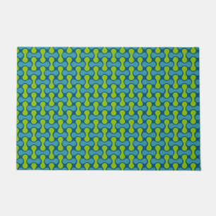 Paillasson Motif géométrique Abstrait rétro en bleu et vert