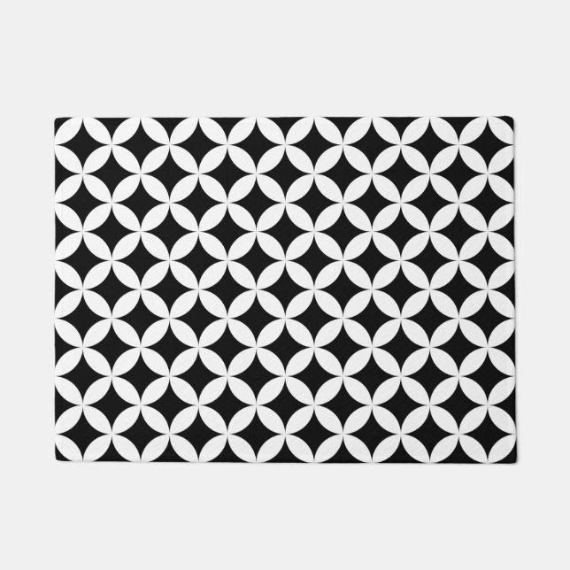 Paillasson Motif géométrique blanc noir de tuile d'étoile de (Devant)