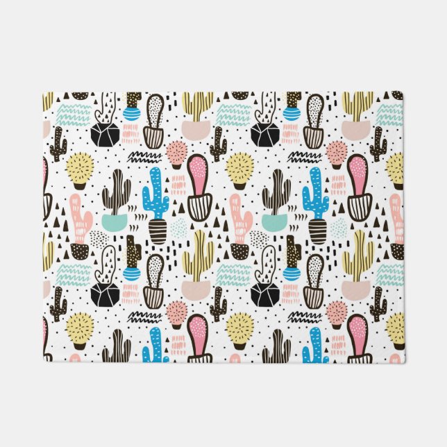 Paillasson Motif géométrique de cactus moderne (Devant)