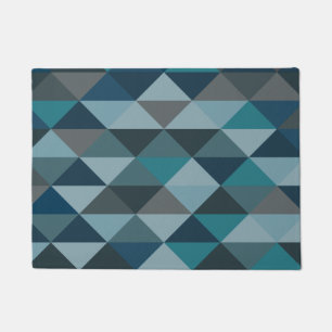 Paillasson Motif géométrique de triangle dans bleu et gris