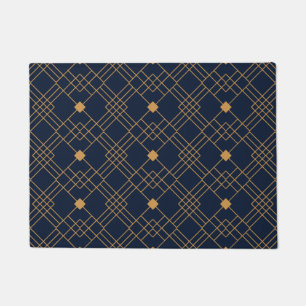 Paillasson Motif Gold art déco sur arrière - plan bleu foncé