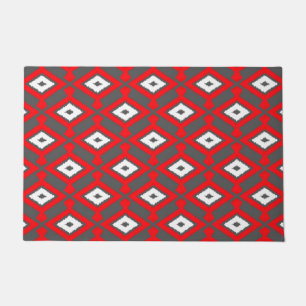 Paillasson Motif Ikat, rouge, gris charbon et blanc