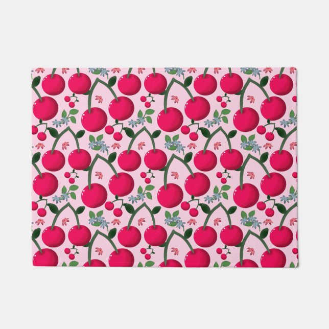 Paillasson Motif joli cerise, Fruit Kawaii brillant (Devant)