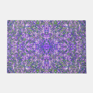 Paillasson Motif Kaleidoscope Abstrait en vert et violet