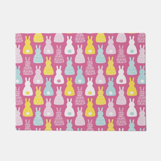 Paillasson Motif lapin lapin de Pâques rose mignon (Devant)