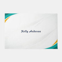 Motif Moderne Vert et Jaune avec Signature Personn