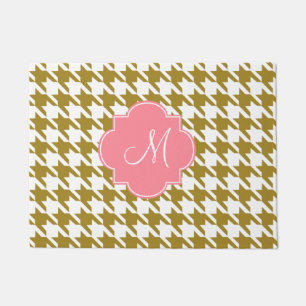 Paillasson Motif Monogram Gold et Pink Houndstooth