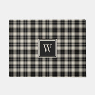 Paillasson Motif plat noir classique avec Monogramme