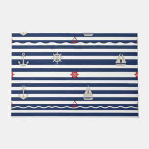 Paillasson Motif rayé d'ancre de voilier nautique