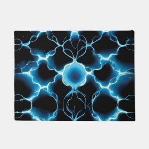 Paillasson Motif répétitif de synthèse électrique bleue