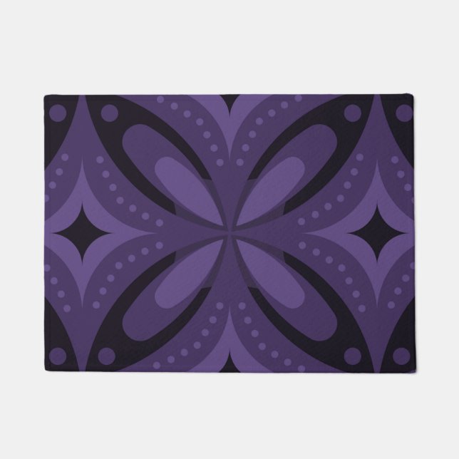 Paillasson Motif Rétro de Couleur Violet Foncé (Devant)