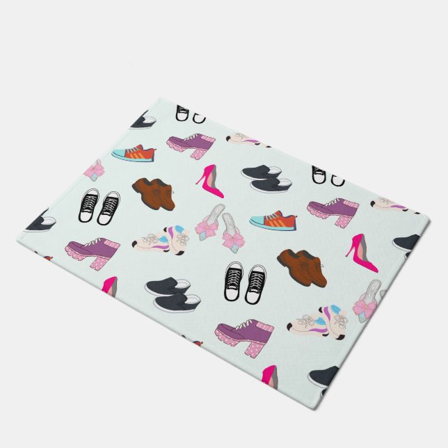 Paillasson Motif sans couture avec différentes chaussures (Incliné)