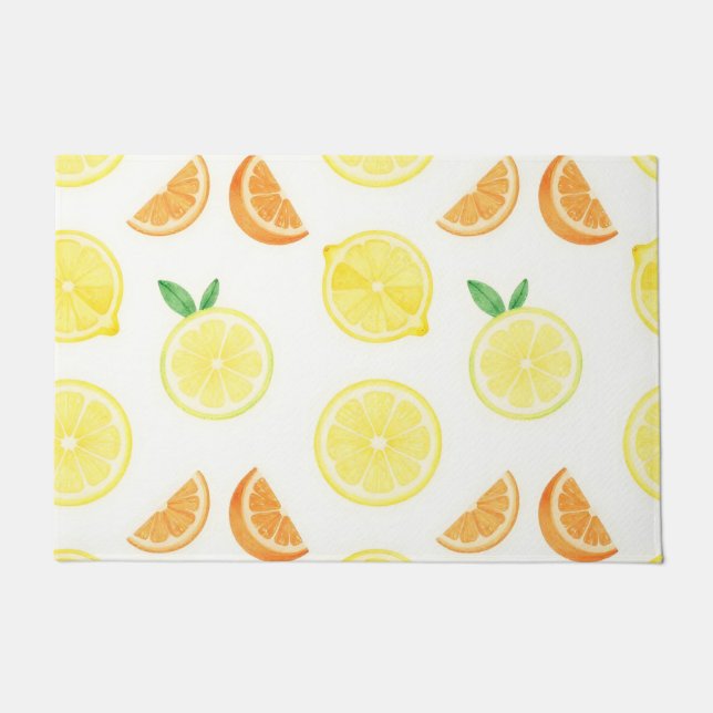 Paillasson Motif sans couture de tranches de citrus frais (Devant)