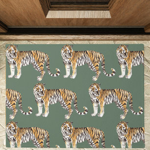 Paillasson Motif sauvage des tigres d'aquarelle tropicale mod
