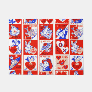 Paillasson Motif timbre de la Saint-Valentin vintage des anné