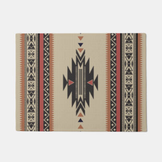 Paillasson Motif tissé par tribal indigène dans les bruns,