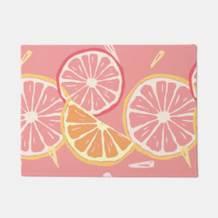 Paillasson Motif tropical de pamplemousse rose et de citron